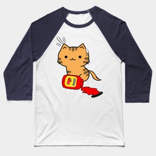 orange cat Spilled a bottle of ketchup Baseball T-Shirt